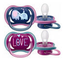 Philips Avent Chupete Ultra Air Elefante/Love Niña +18M 2 Unidades